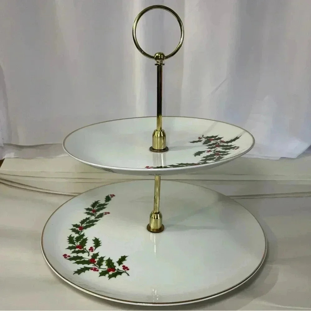 VINTAGE 80s Two Tier Tidbit Server All The Trimmings Macys Excellent Condition - Picture 2 of 12